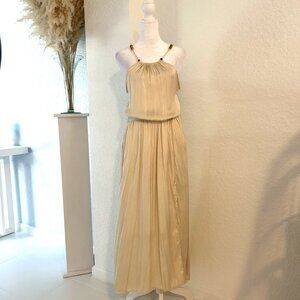NWOT Zara Champagne Grecian Beaded Maxi Dress
